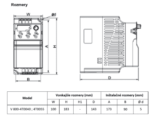 frekvenčný menič V800 4kW